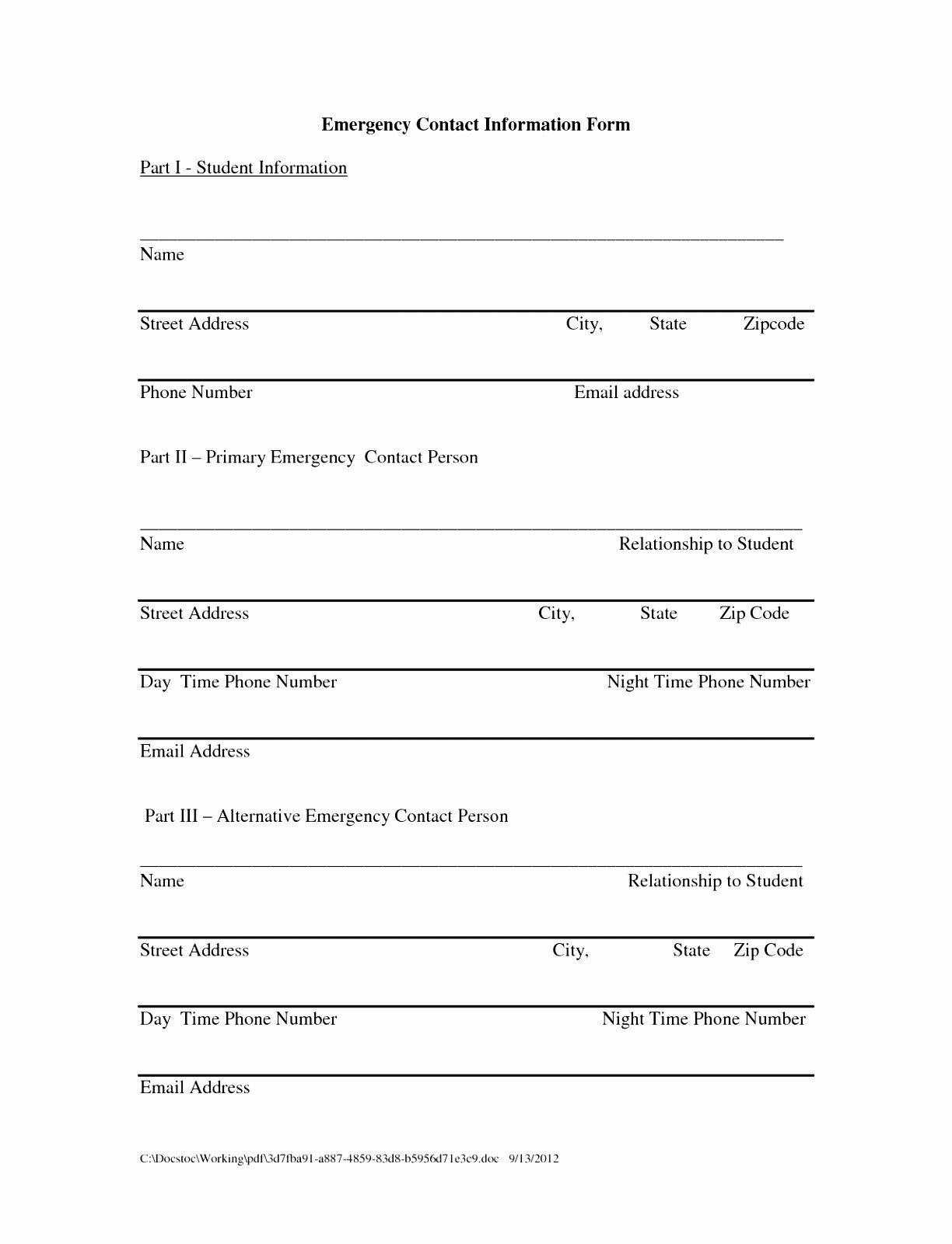 Contact Information form Template Word New Sample Emergency Contact form 7 Documents In Pdf Word
