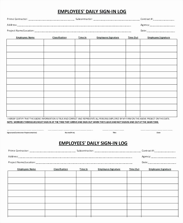 Contractor Sign In Sheet Template Beautiful Sign In Sheet Template Construction Sample Visitor 6 Log