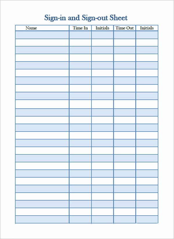 Contractor Sign In Sheet Template Inspirational 34 Sample Sign In Sheet Templates – Pdf Word Apple