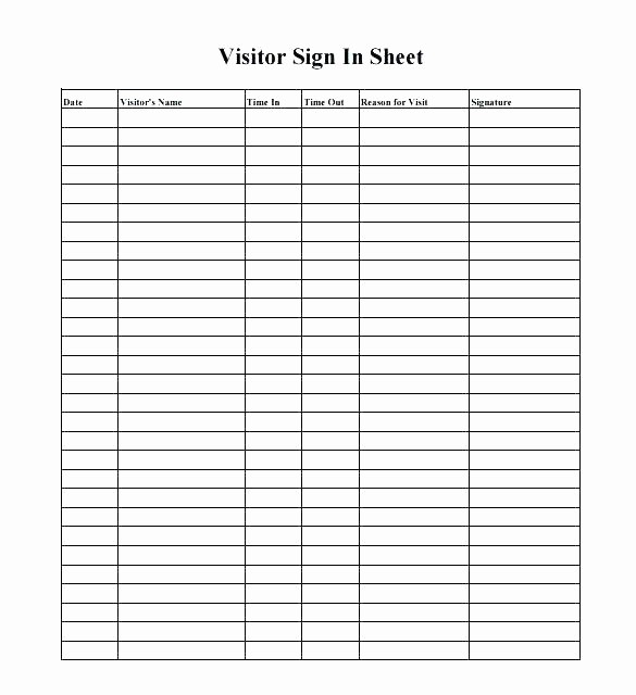 Contractor Sign In Sheet Template Inspirational Free Sign Up Sheet Template Printable Employee In Out