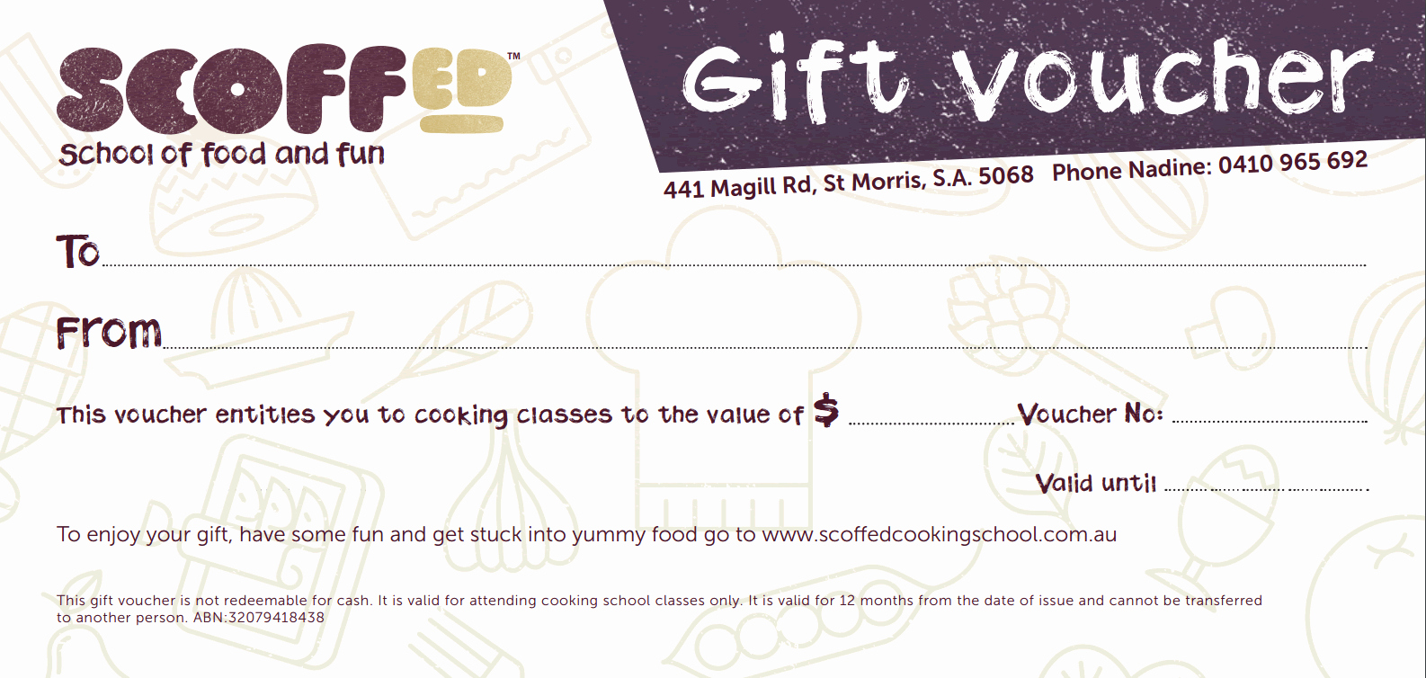 Cooking Class Gift Certificate Template Best Of Scoffed Gift Voucher $50 Scoffed Cooking School Adelaide