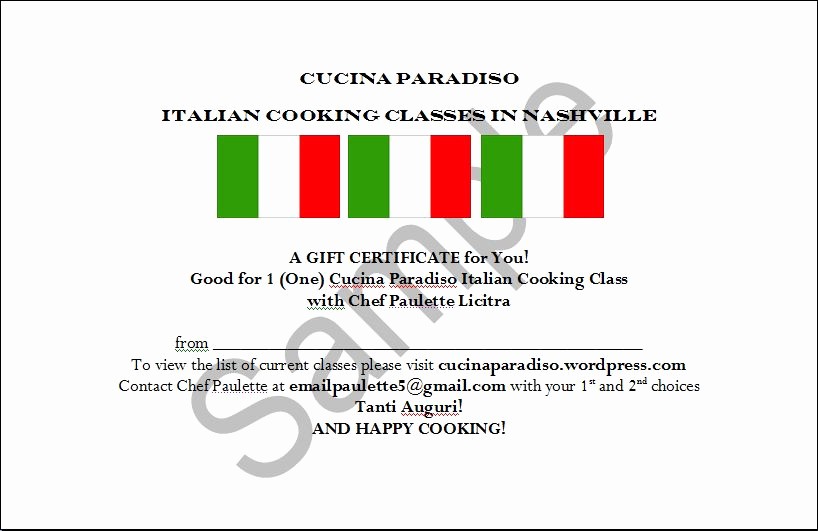 Cooking Class Gift Certificate Template Lovely Cooking T Certificate Template Cooking T Certificate