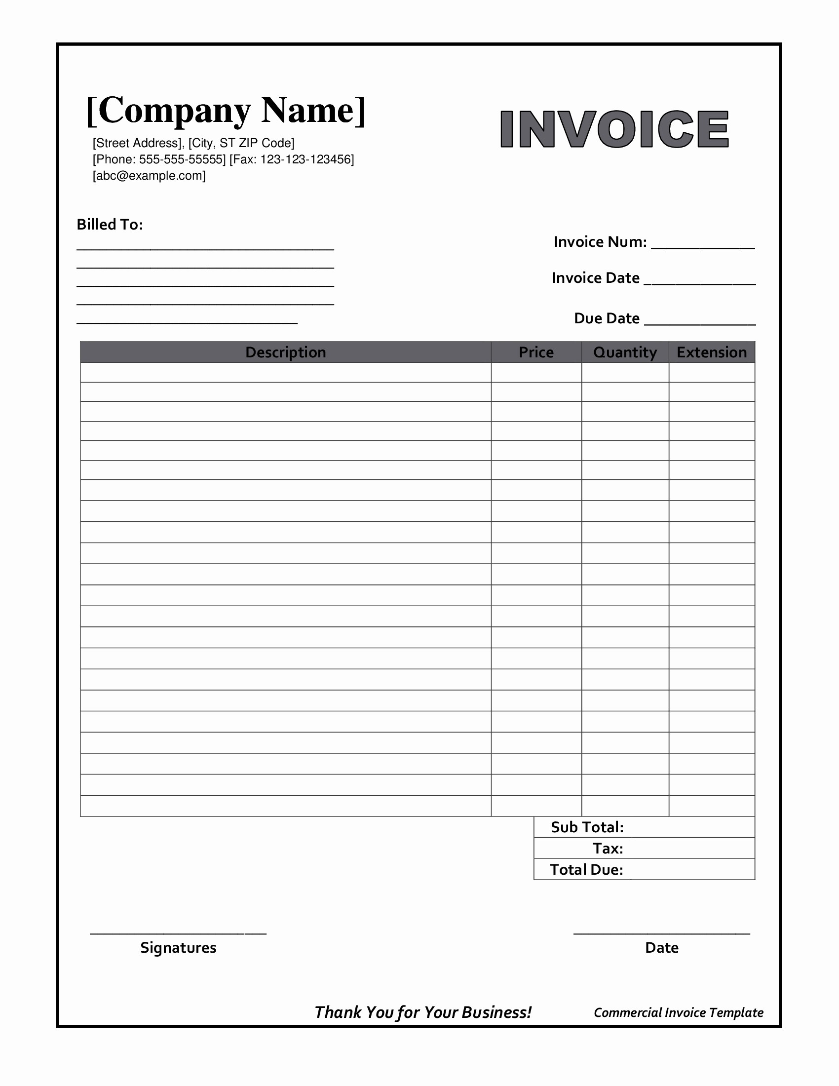 carbon copy invoices