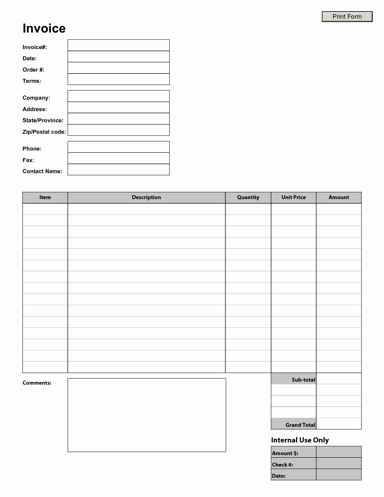 Copy Of A Blank Invoice Awesome Blank Invoice Template Blank Invoice