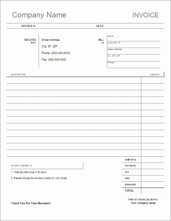Copy Of A Blank Invoice Awesome Blank Invoice Template Printable