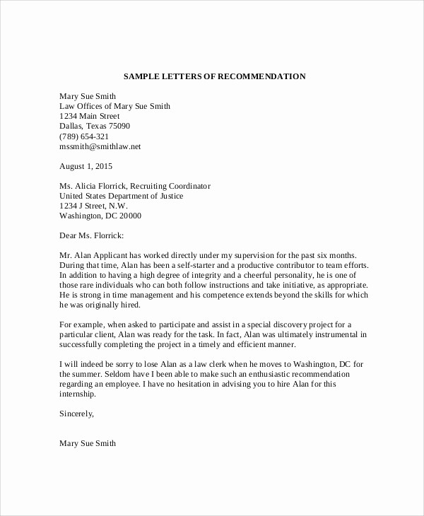 Copy Of A Reference Letter Fresh Sample Letters Re Mendation