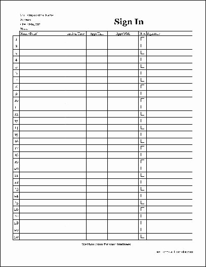 Copy Of Sign In Sheet Beautiful Free Easy Copy Basic Pany Appointment Sign In Sheet