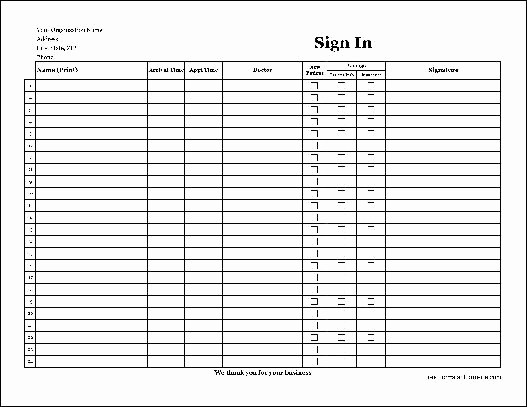 Copy Of Sign In Sheet Beautiful Free Easy Copy Detailed Pany Patient Sign In Sheet with