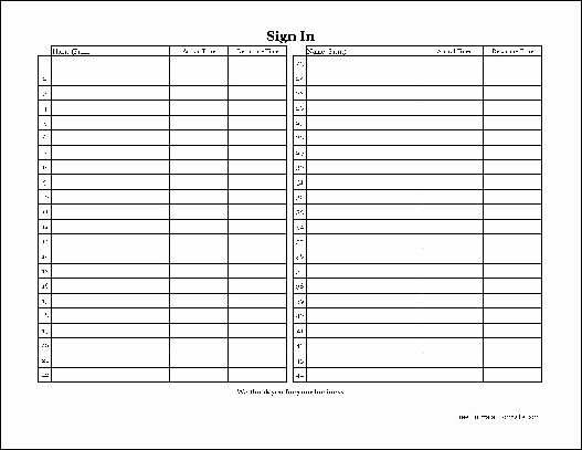 Copy Of Sign In Sheet Lovely Free Easy Copy Basic Sign In Sheet Wide From formville