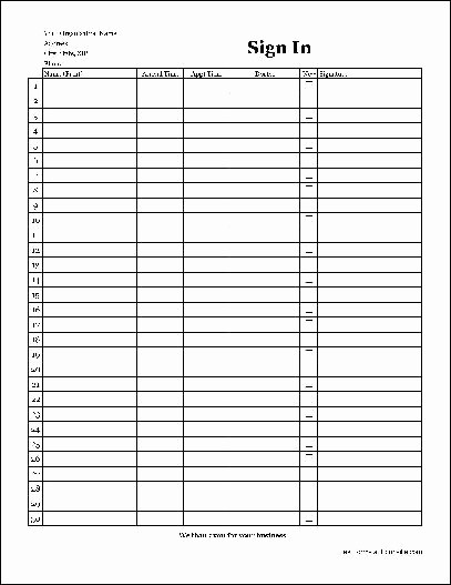 Copy Of Sign In Sheet Luxury Free Easy Copy Basic Pany Patient Sign In Sheet with