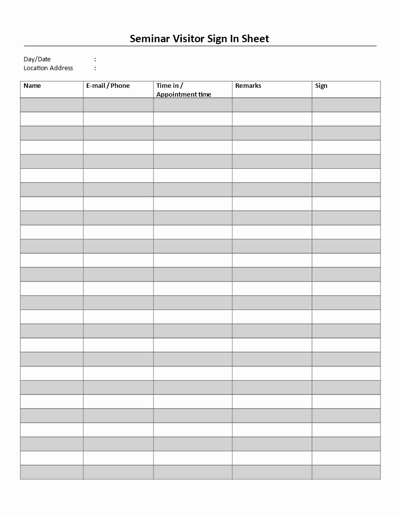 Copy Of Sign In Sheet Luxury Free Seminar Sign In Sheet