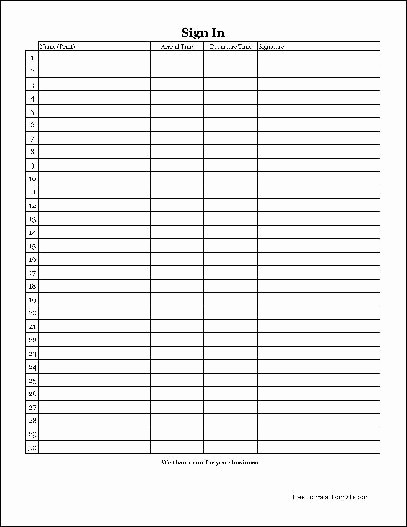 Copy Of Sign In Sheet New Free Easy Copy Basic Sign In Sheet with Signatures Tall