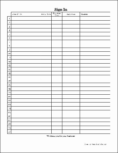 Copy Of Sign In Sheet New Free Easy Copy Basic Volunteer Sign In Sheet with