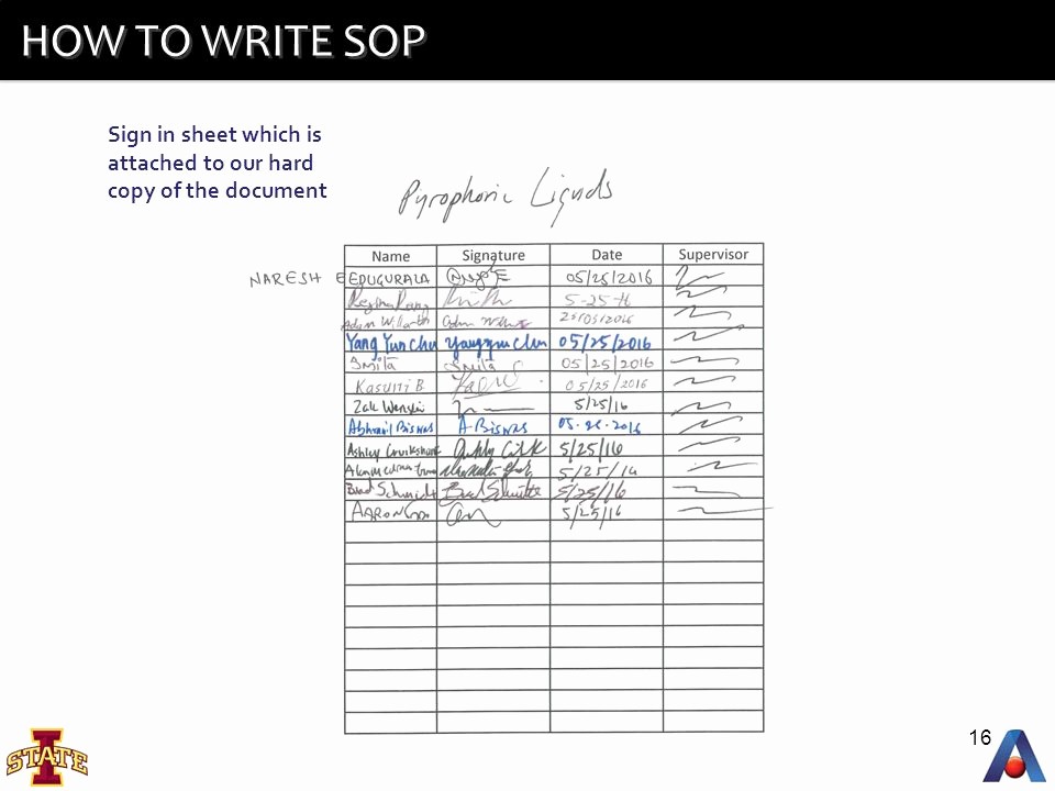 Copy Of Sign In Sheet New Standard Operating Procedures Ppt Video Online