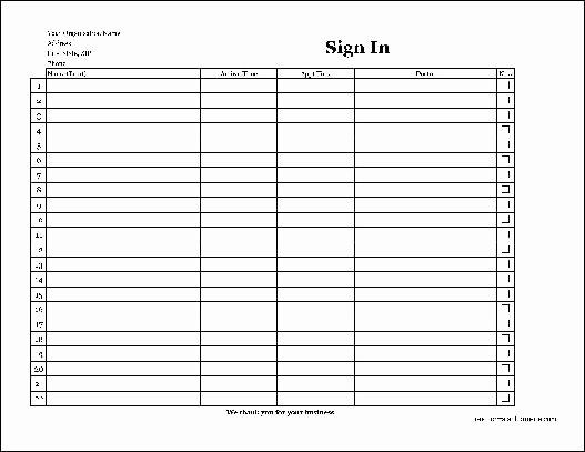 Copy Of Sign In Sheet Unique Free Easy Copy Basic Pany Patient Sign In Sheet Wide