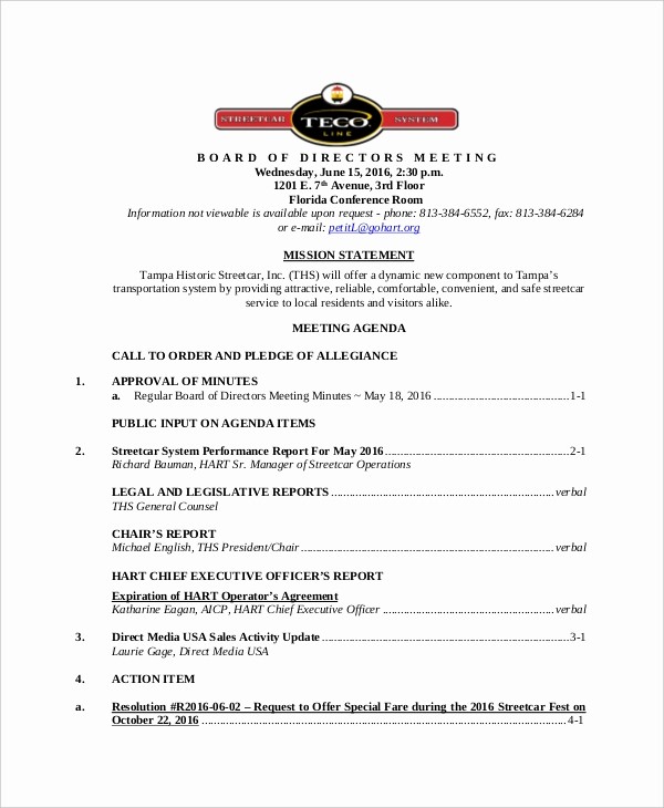 Corporate Board Meeting Minutes Template Best Of 12 Board Of Directors Meeting Agenda Templates – Free