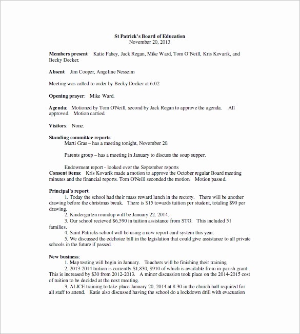 Corporate Board Meeting Minutes Template Lovely 18 School Meeting Minutes Templates Pdf Doc