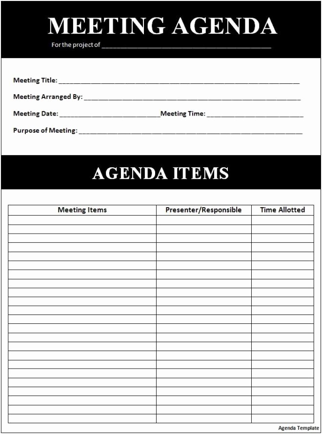 Corporate Meeting Minutes Template Free Elegant Simple Black and White Meeting Agenda Template Sample V