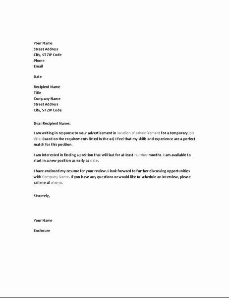 Cover Letter for Office Work Inspirational Resume Cover Letter for Temporary Position