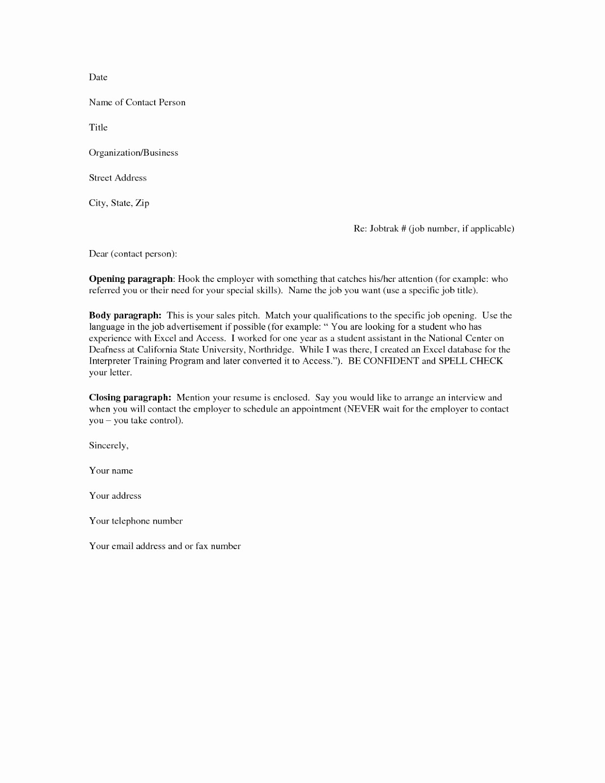 Cover Letter Of A Resume Inspirational Free Cover Letter Samples for Resumes