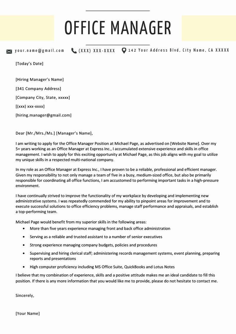 Cover Letter Of A Resume Luxury Fice Manager Cover Letter Example &amp; Writing Tips