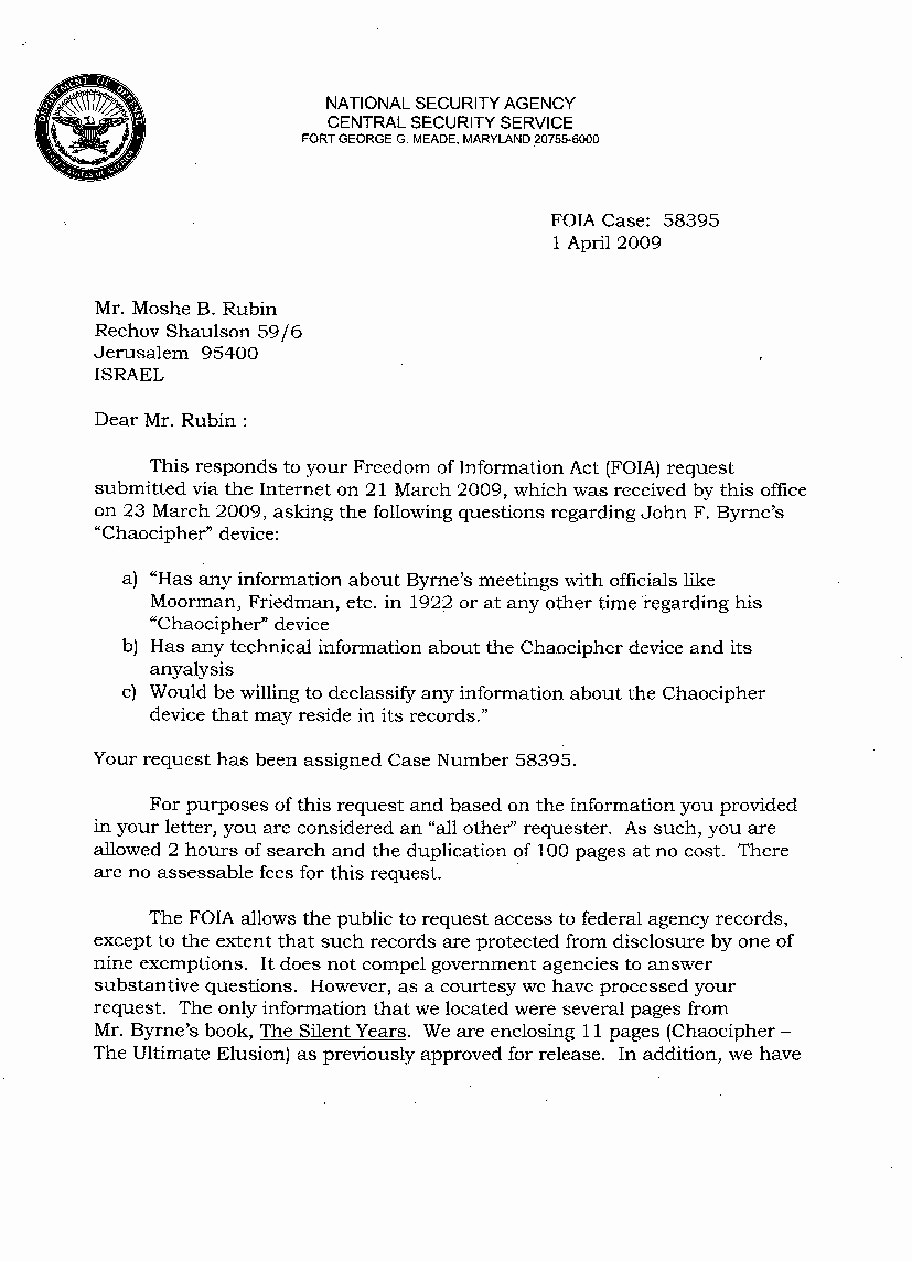 Cover Letter Template for Pages New the Chaocipher Clearing House Foia Response