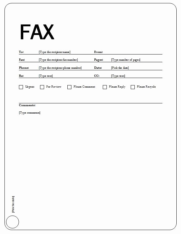 Cover Page for A Fax Fresh Fax Cover Sheet