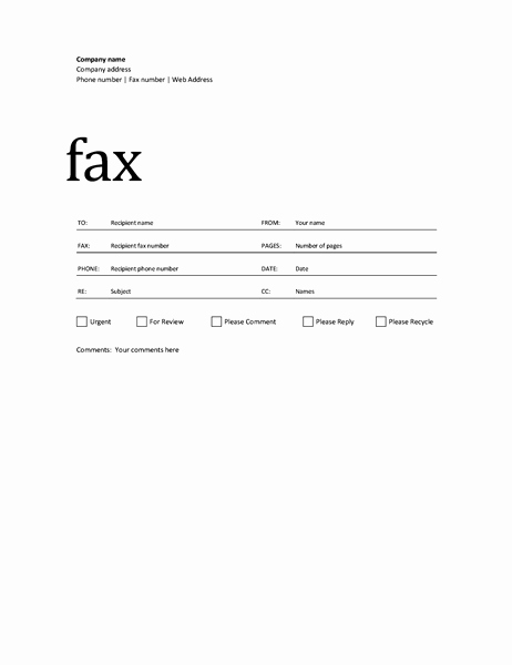 Cover Page for A Fax New Fax Covers Fice