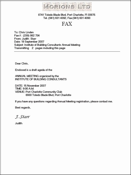 Cover Sheet for Fax Example Lovely Fax Letter format Best Template Collection