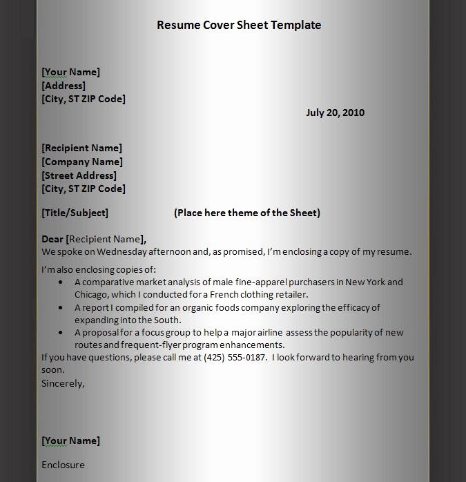 Cover Sheet Template for Resume Awesome Resume Templates