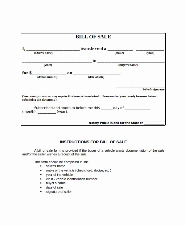 Create A Bill Of Sale Unique Blank Bill Of Sale Template 7 Free Word Pdf Document