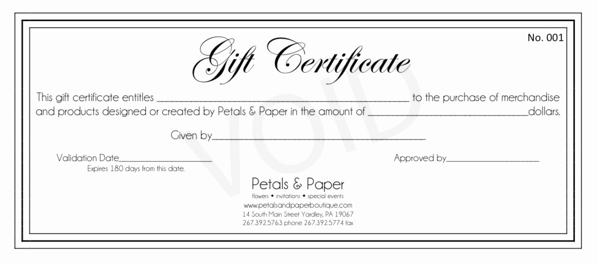 Create A Gift Certificate Free Luxury Petals &amp; Paper Boutique Gift Certificates Make the
