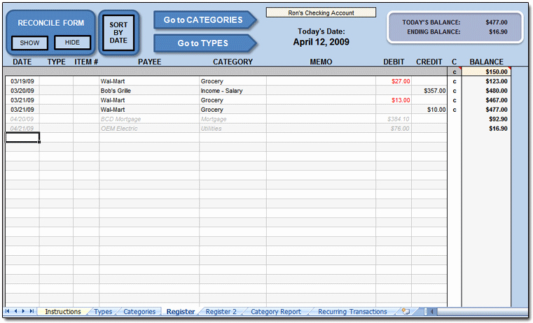 Create A Ledger In Excel Lovely 6 Excel Checkbook Register