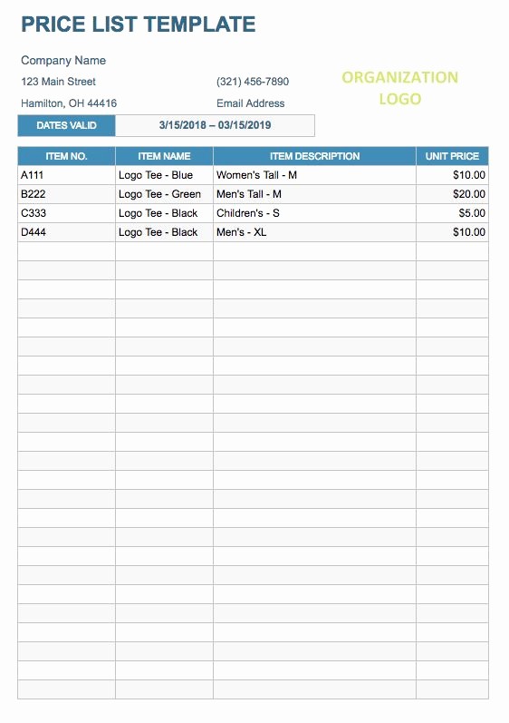 Create A Price List Template Best Of Free Google Docs Invoice Templates