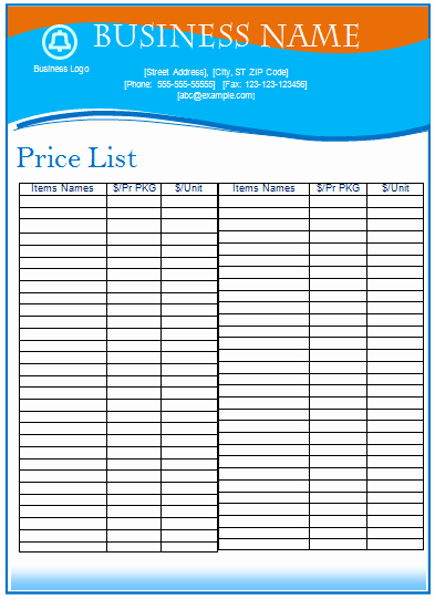 Create A Price List Template Lovely 8 Price List Templates to Make Any Kind Of Price List