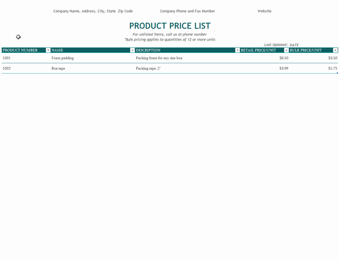 Create A Price List Template Luxury Price List Templates Word Templates Docs