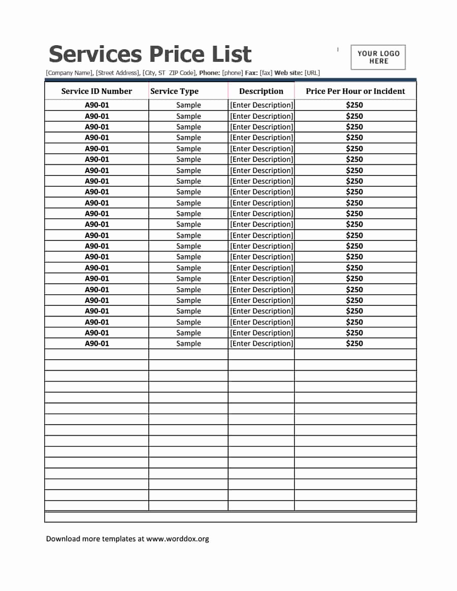 Create A Price List Template Unique 40 Free Price List Templates Price Sheet Templates