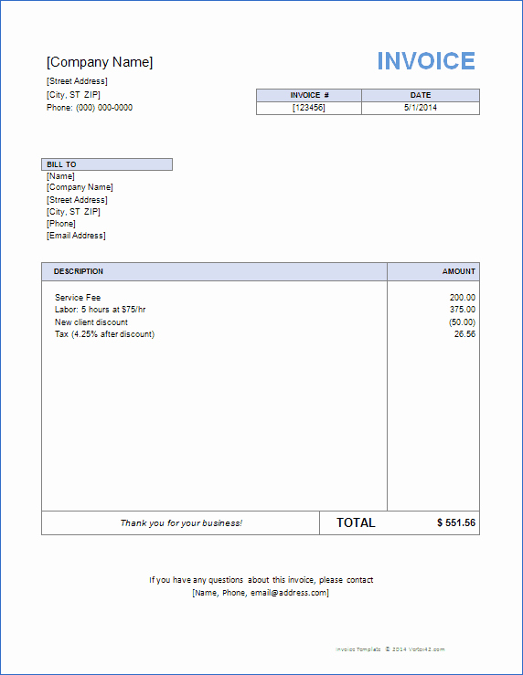 Create An Invoice Free Template New Invoice Template for Word Free Basic Invoice