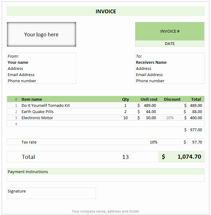 Create Invoice Template In Excel Beautiful Free Invoice Template Using Excel Download today