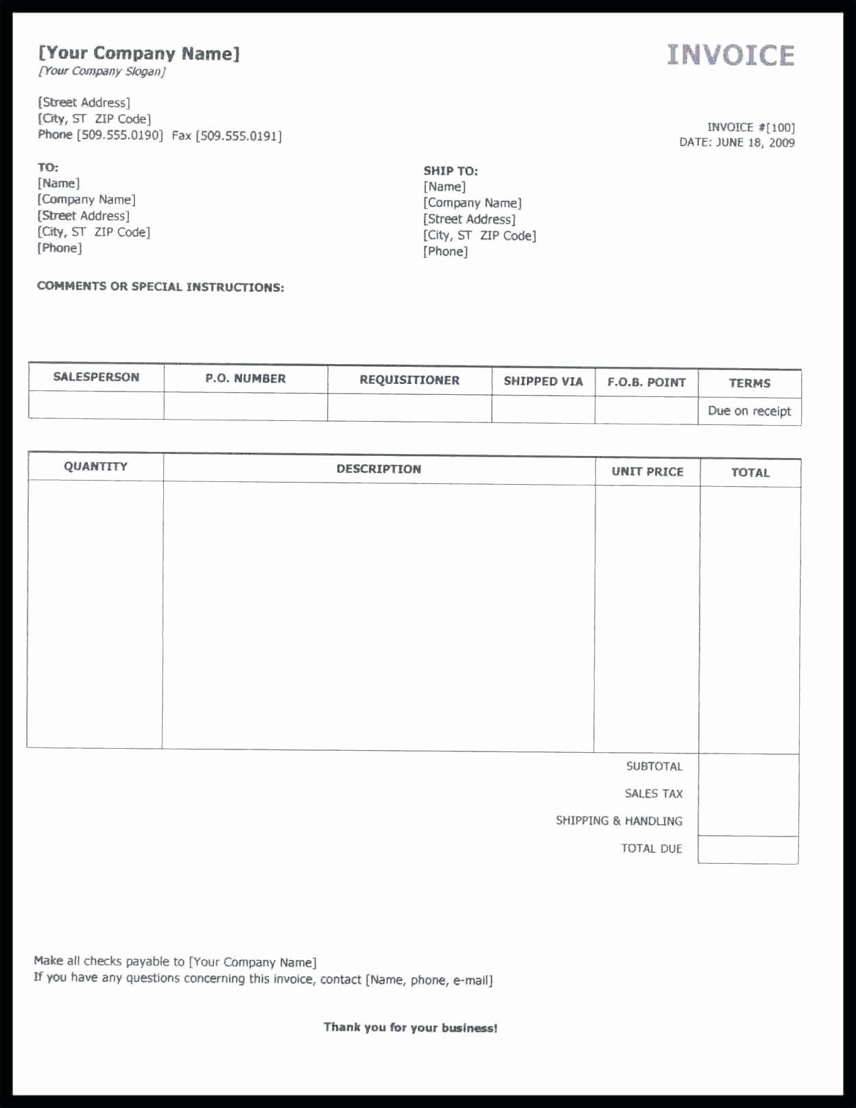 Create Invoice Template In Excel Inspirational Template Template for Invoice In Excel