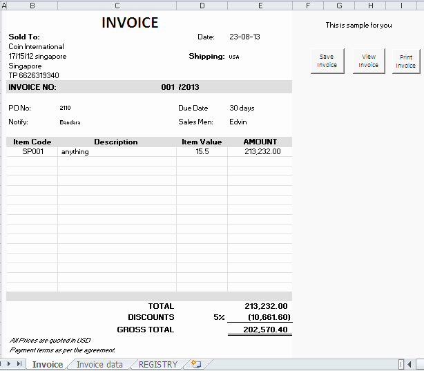 Create Invoice Template In Excel Luxury Make Invoice Template Excel Denryokufo