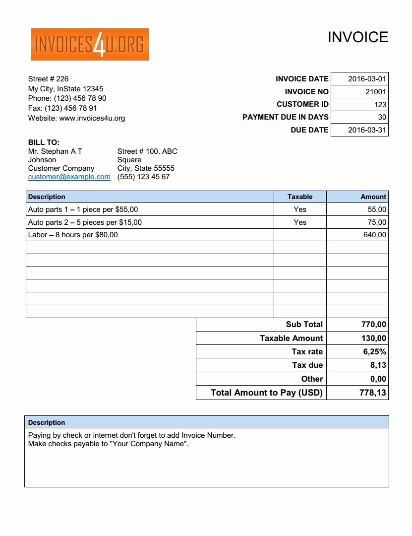 Create Invoice Template In Excel New Free Excel Invoice Template Download Invoice Template Ideas