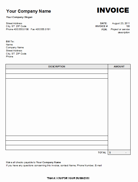 Create Invoice Template In Word Unique Free Blank Invoice form