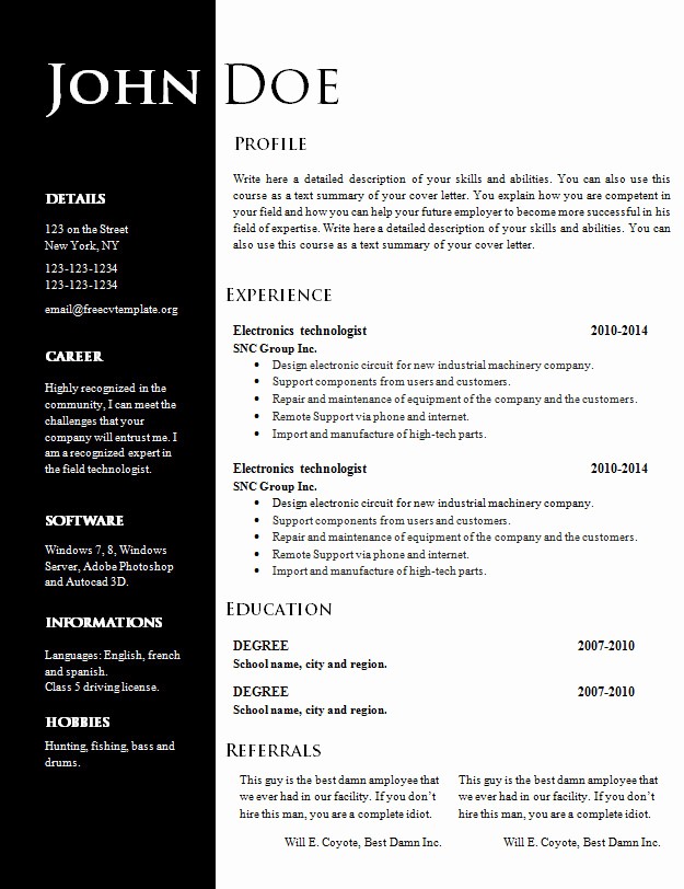 Creative Resume Template for Word Best Of Free Creative Resume Cv Template 547 to 553 – Free Cv
