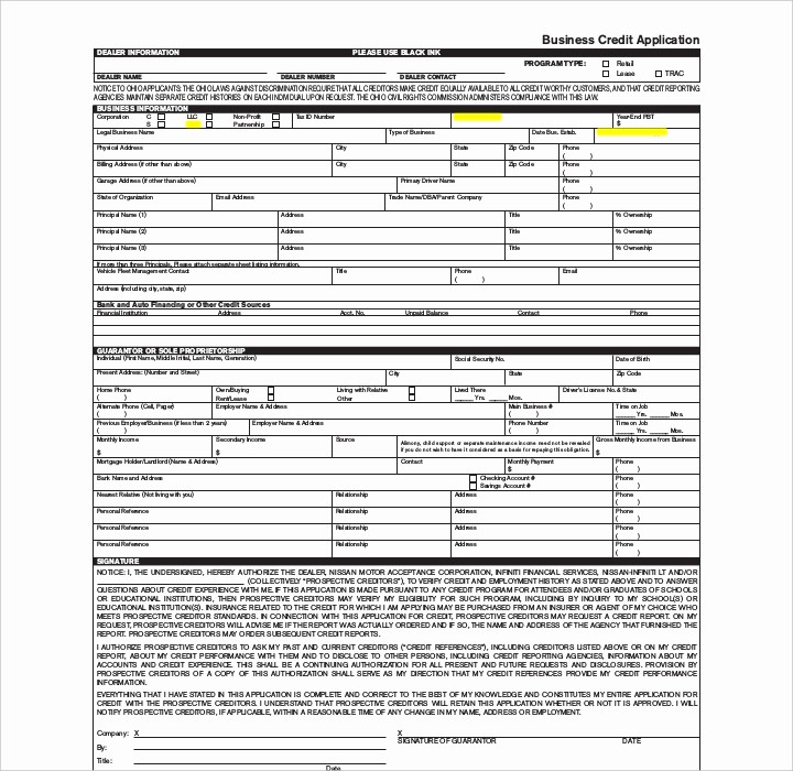 Credit Application form for Business Awesome 27 Lease Application forms In Pdf