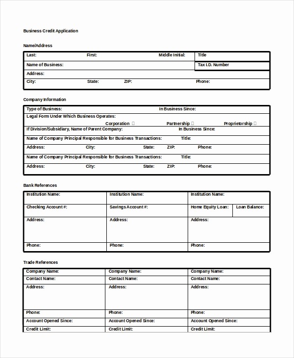 Credit Application form for Business Best Of 9 Application Template Word Pdf