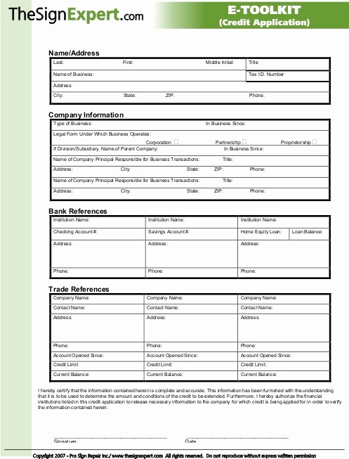 Credit Application form for Business Fresh Business form Templates