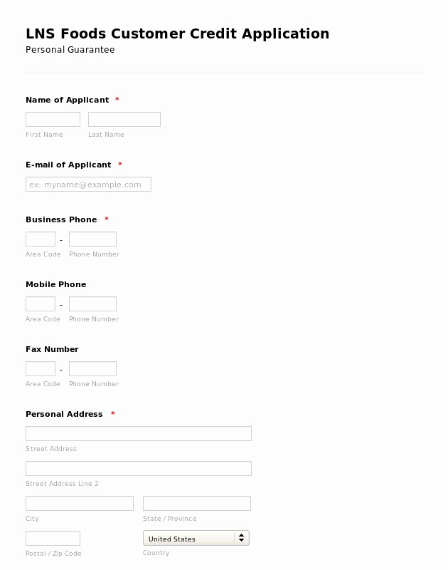 Credit Application form for Business Fresh Free Printable Business Credit Application form form Generic