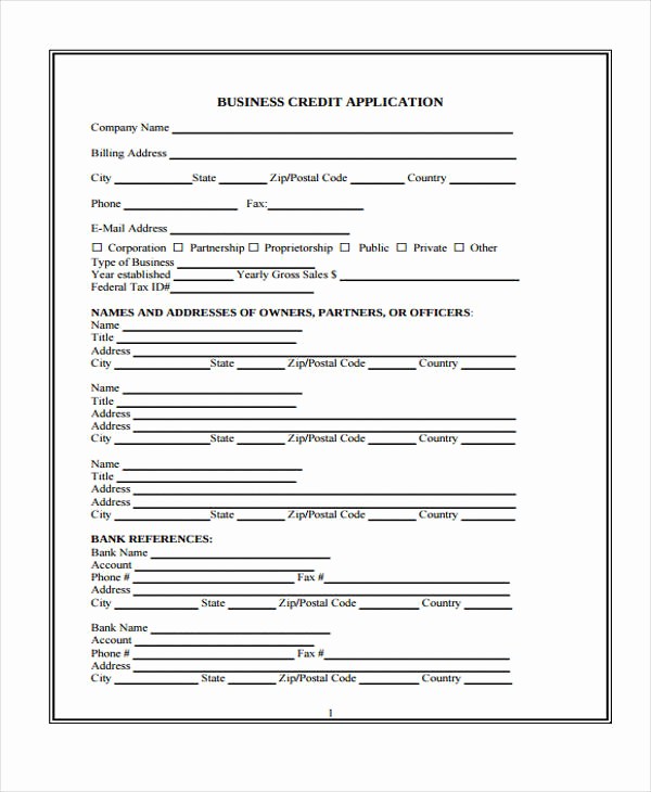 Credit Application form for Business New 9 Business Credit Application form Free Sample Example