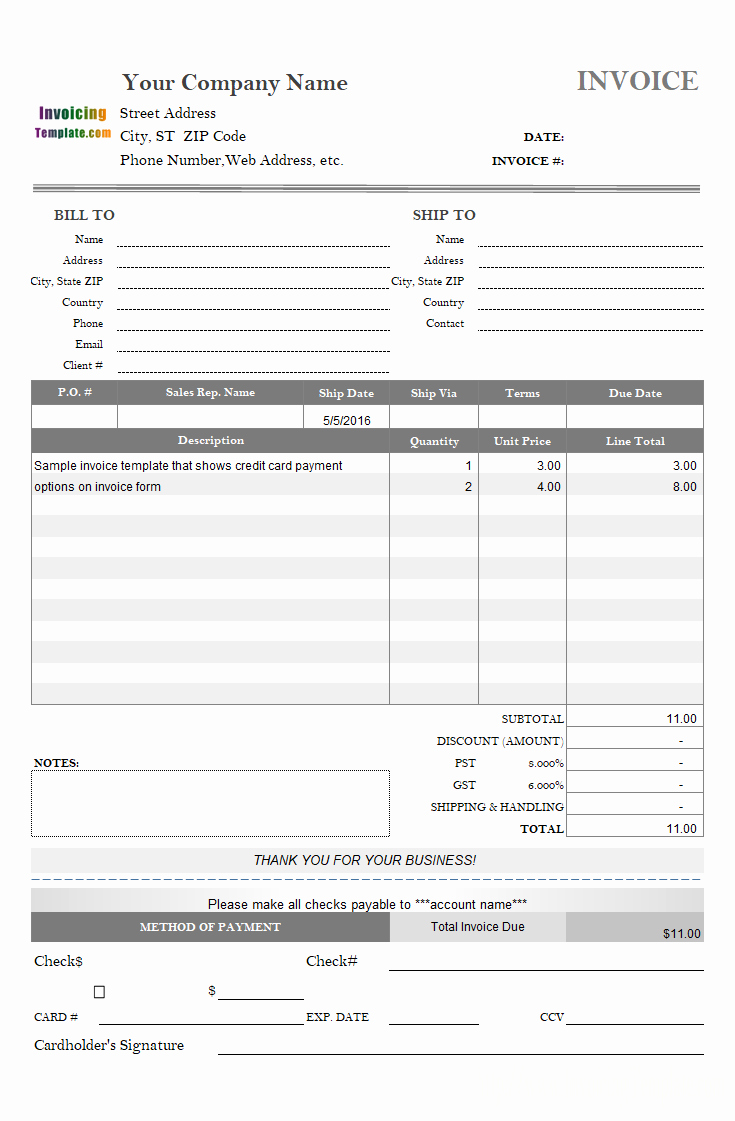 Credit Card Payment Excel Template Lovely Transportation Invoice